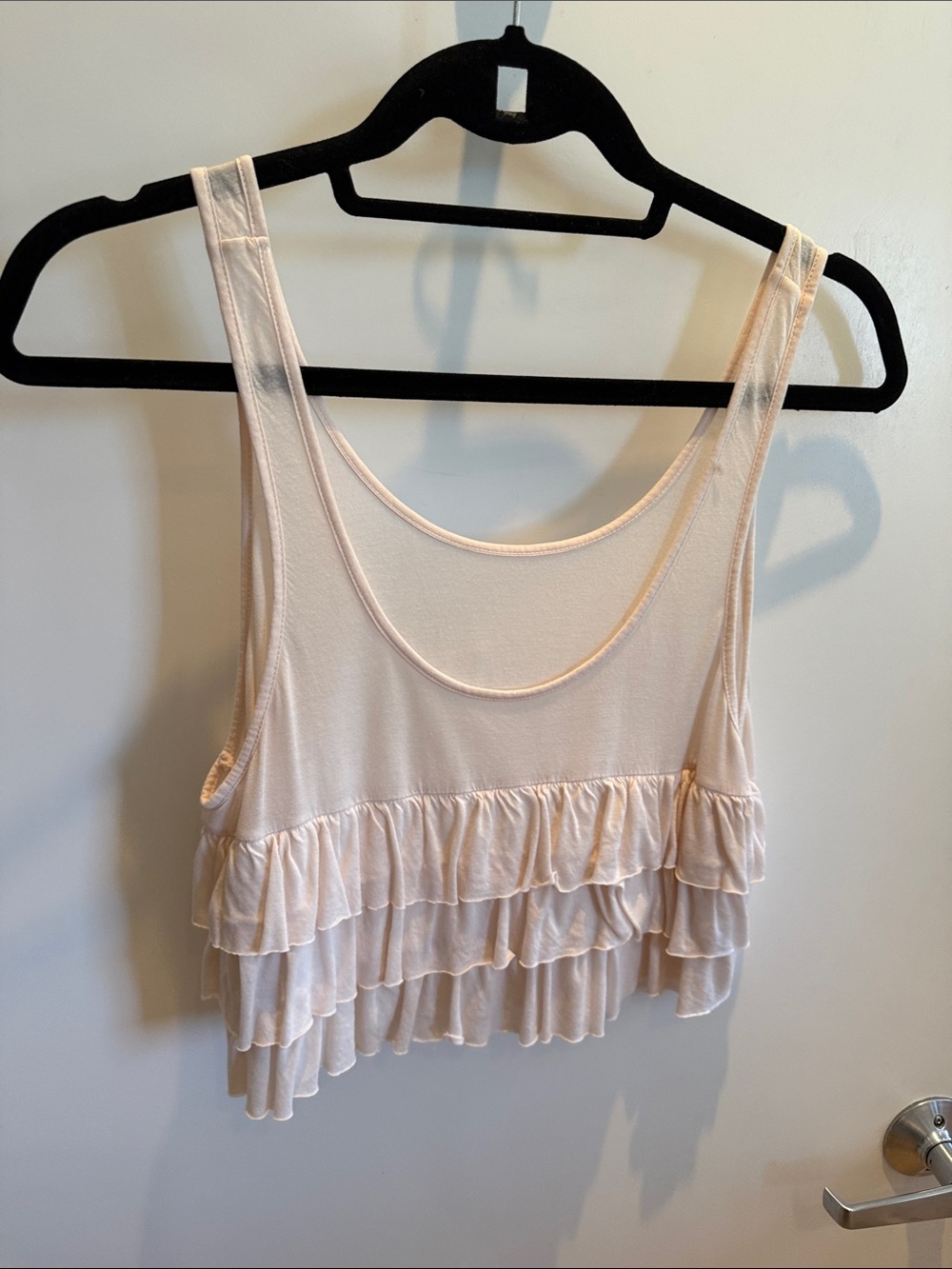 Free People Layered Ruffle Tank in Pale Blush